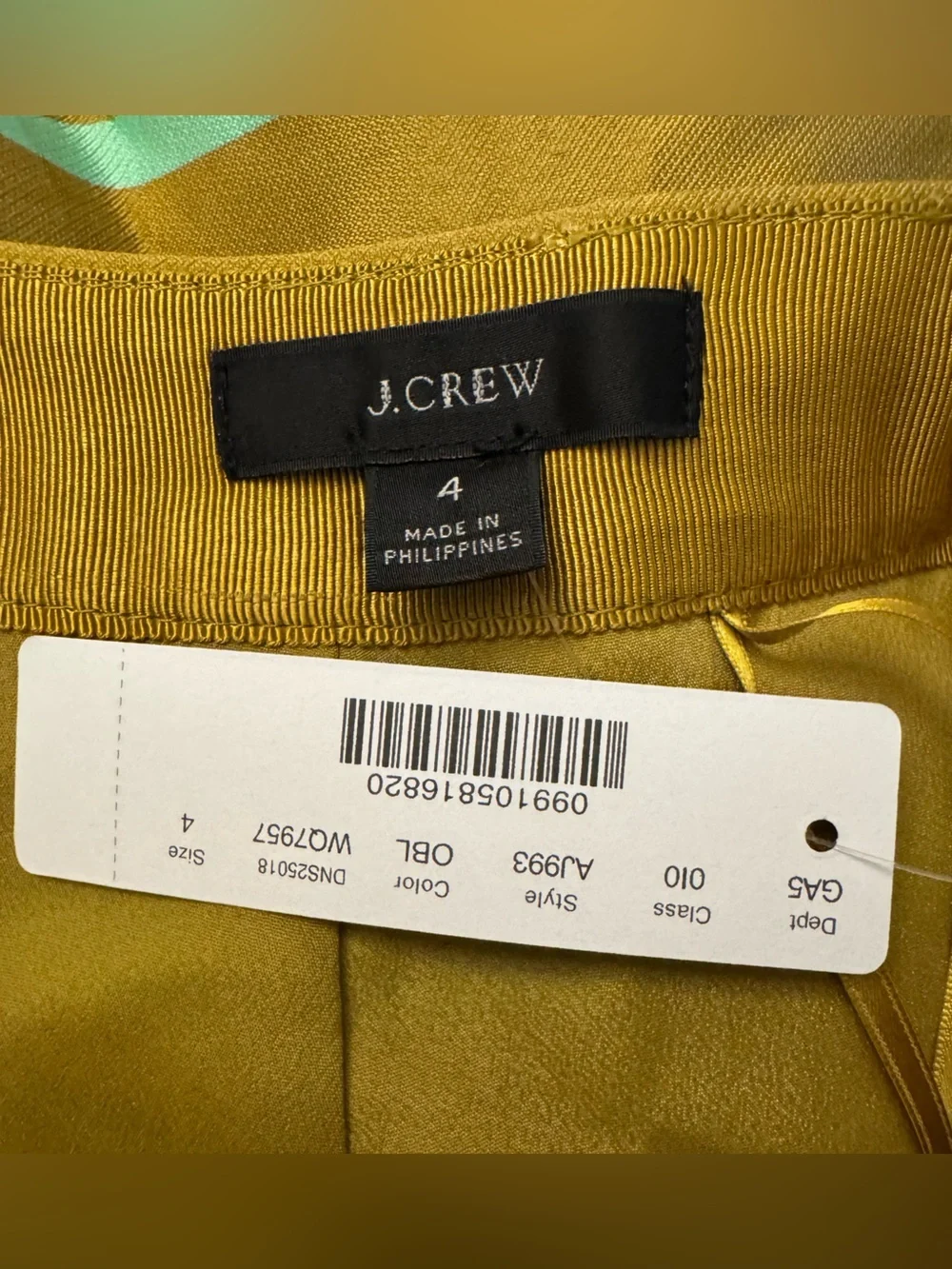 NWT $168 J.Crew Sleek Striped Midi Pencil Skirt in Mustard and Mint Nautical 4